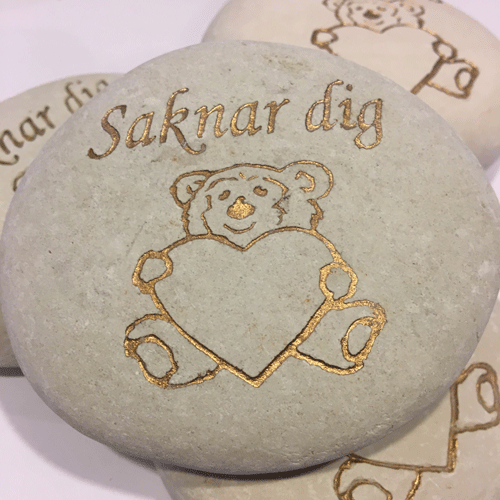 saknar dig sten med text