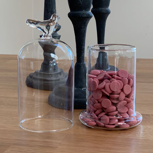 Kling bell jar med fågel skål med kupat lock