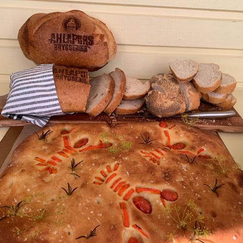 Focaccia kräftor gå bort present