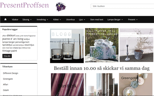webshop framsida