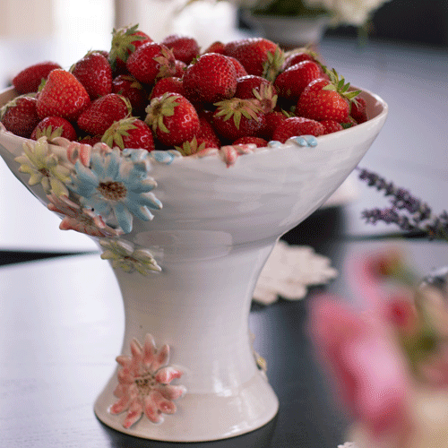 Timmervikens keramik blommor skål på fot